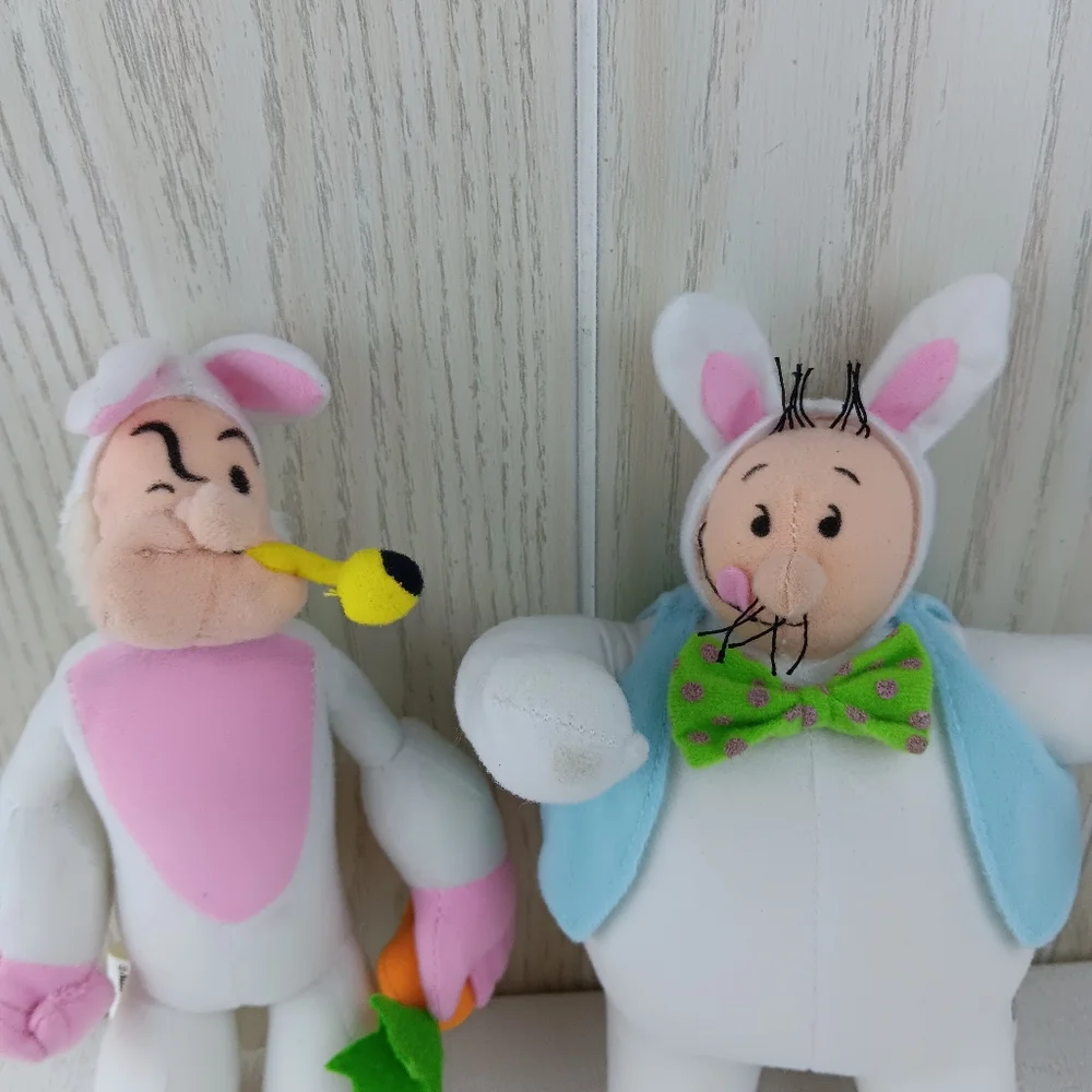 Popeye's Popeye An Wimpy As Bunny Rabbit plush 12" basket w hamburger plush 2004 - Picture 2 of 15